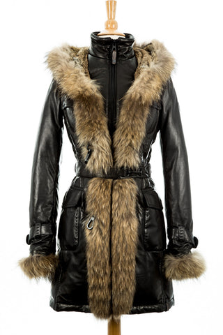 Jenny Leather Parka With Fur Trim