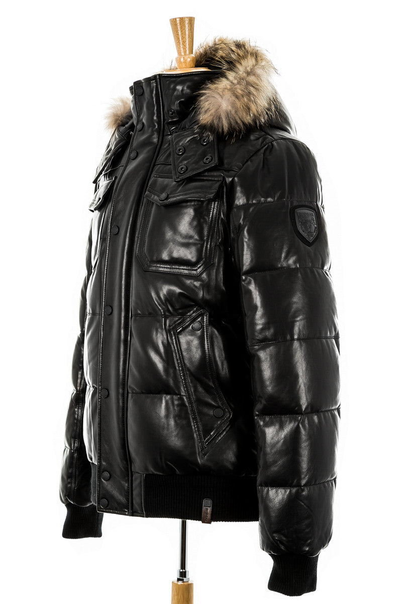 Viper Leather Bomber Jacket With Fur Trim - Dejavu NYC