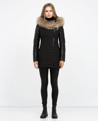 Connington Leather Sleeved Jacket with Fur Trim - Dejavu NYC